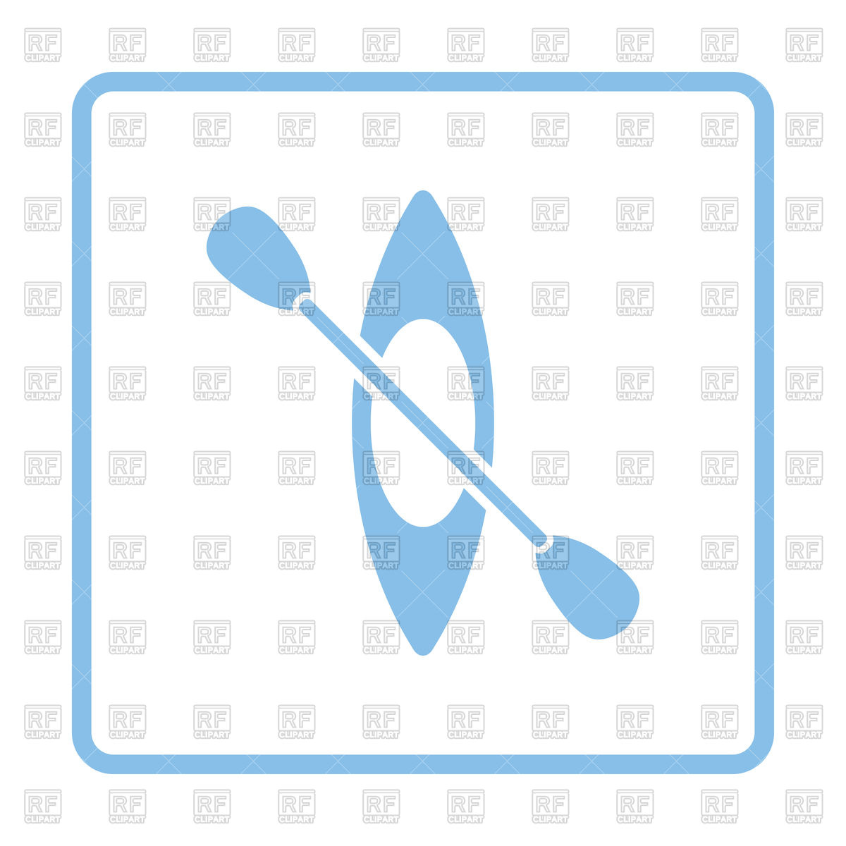 1200x1200 Kayak And Paddle Blue Icon Royalty Free Vector Clip Art Image