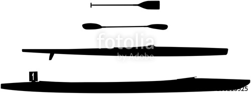 500x188 Set Black Silhouette Sports Kayak And Canoe And Paddle Stock