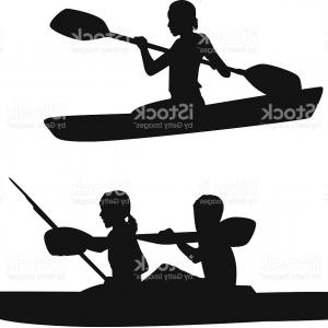 300x300 Man And Woman Kayaking Silhouette Front View Isolated Vector