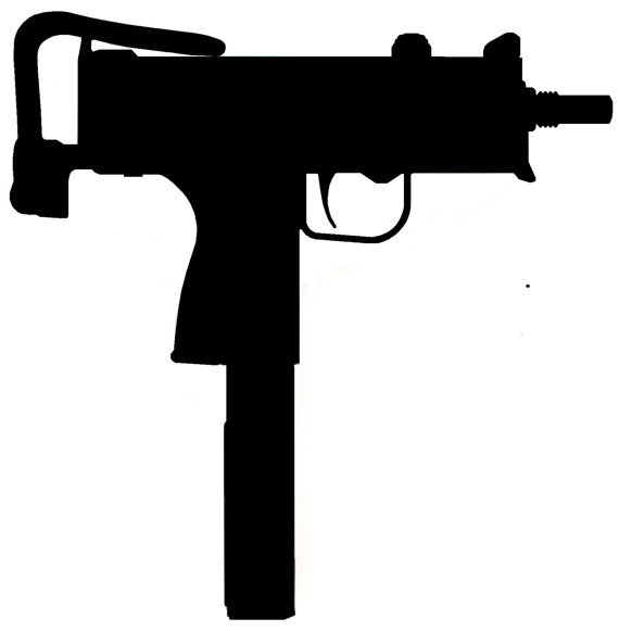 570x581 Mac 10 Silhouette Gun Sticker No Background. About 7