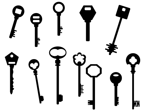 600x460 Key Silhouettes Free Vector Art, Free Vectors