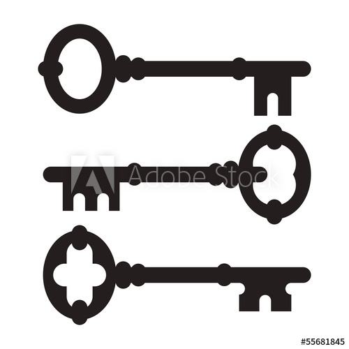 500x500 Old Key Silhouette Set