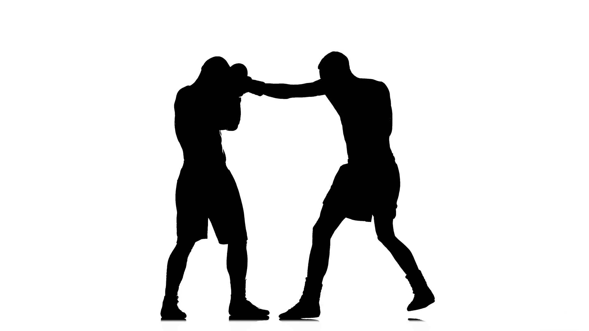 1920x1080 Silhouette Of Sportsmen Training. Two Kickboxer Sparring Stock