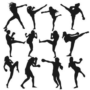 300x300 Boxing Women Figures Cuttable Design Cut File. Vector, Clipart