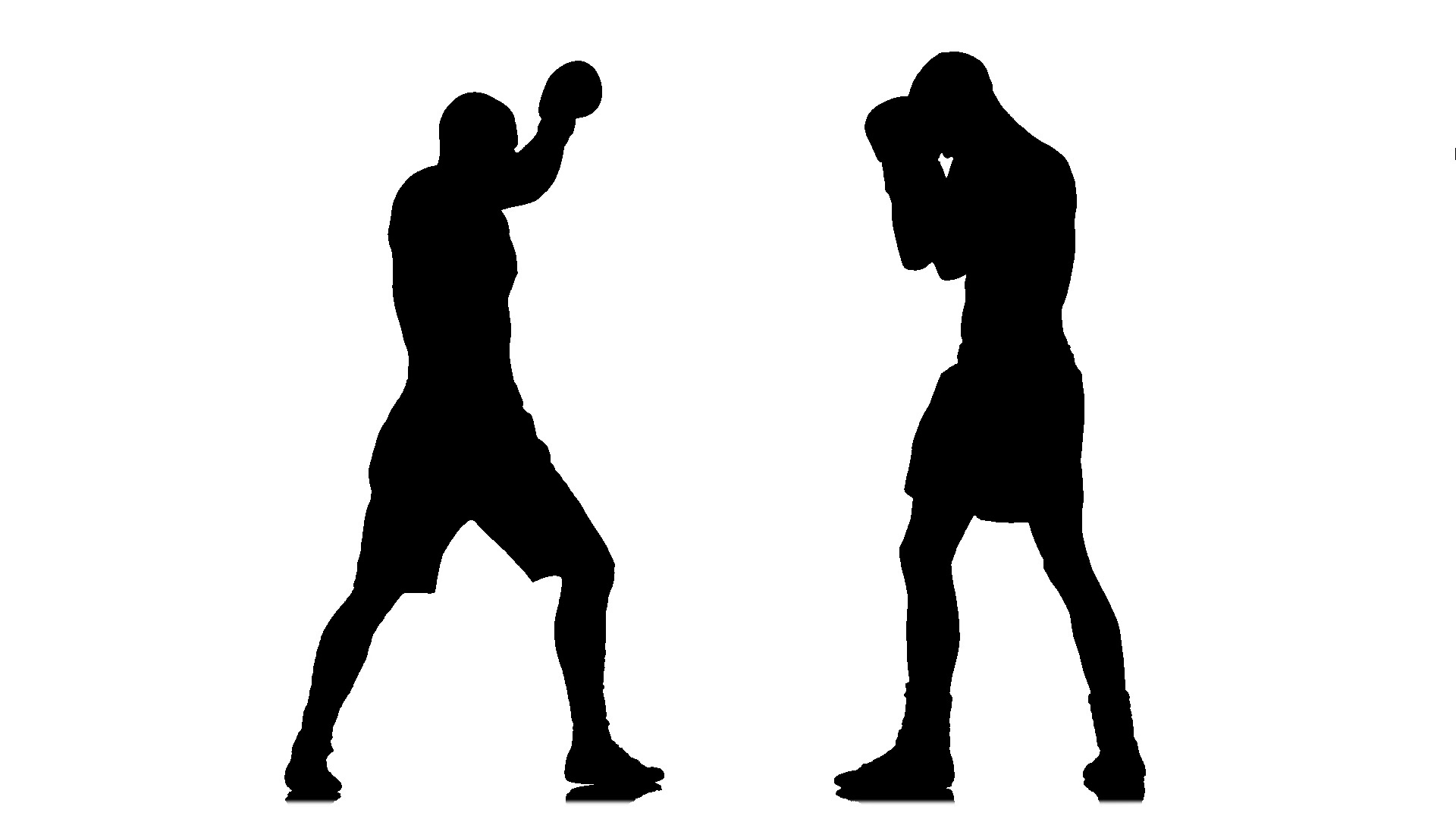 1920x1080 Kickboxing Two Muscular Athletes In Silhouette. Slow Motion ~ Clip