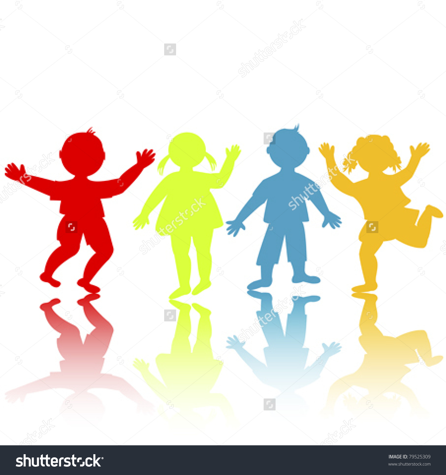 1500x1600 Children Holding Hands Silhouette Color Clipart