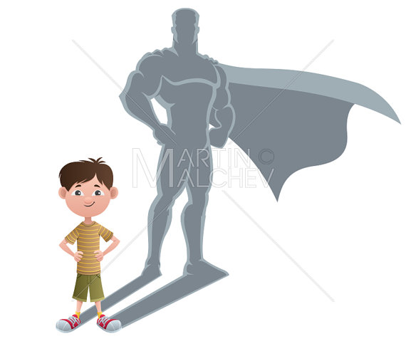 570x479 Boy Superhero Concept Vector Cartoon Illustration. Child