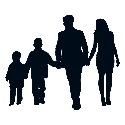 512x512 Family With Two Children Silhouette