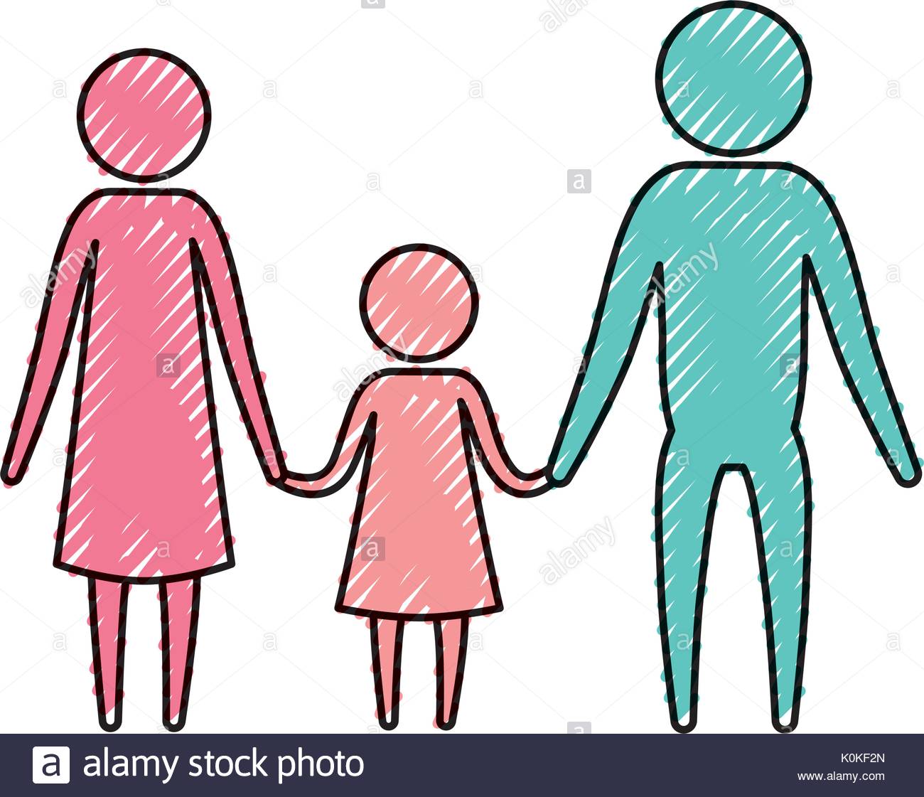 1300x1121 Color Crayon Silhouette Pictogram Parents With A Girl Holding