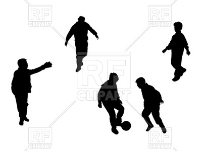 400x300 Silhouettes Of Kids Playing Football (Soccer) Royalty Free Vector