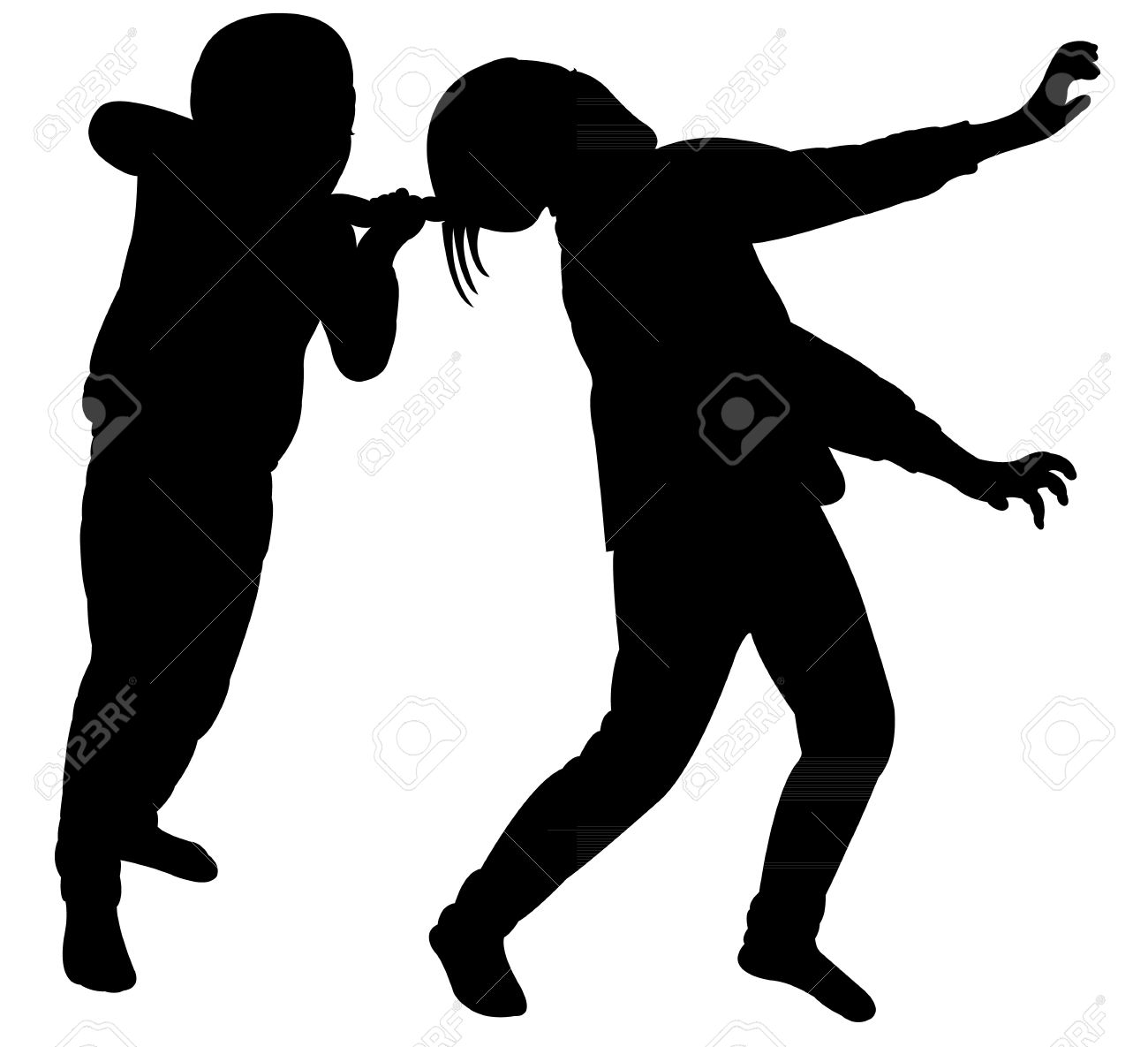 1300x1185 Angry Sisters Fighting Silhouette Vector Royalty Free Cliparts