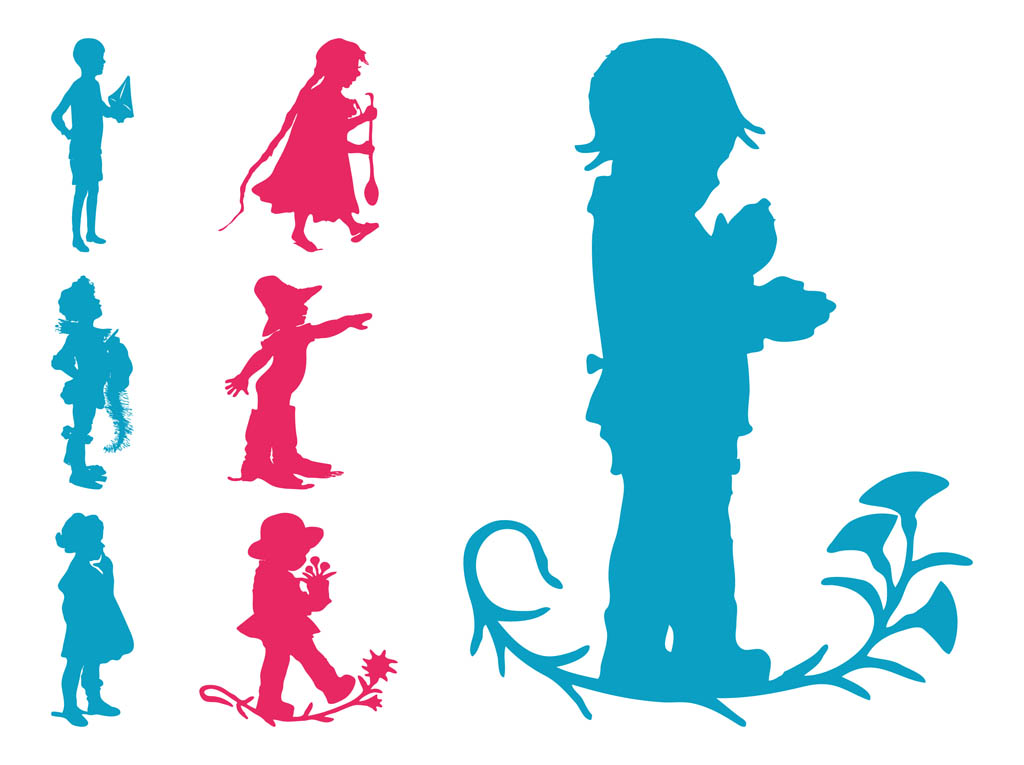 1024x765 Kids Silhouettes Set Free Vectors Ui Download