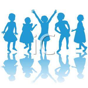 300x300 Art Image Blue Silhouettes Of Playing Kids