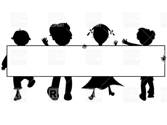 534x400 Silhouettes Of Kids With Blank Banner Royalty Free Vector Clip Art