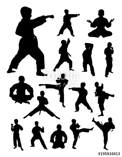 389x500 Kids Training Karate Detail Silhouette. Vector, Illustration. Good