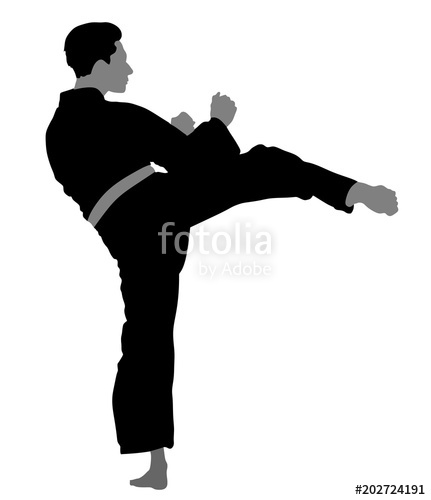 431x500 Karate Man Fighter In Kimono, Vector Illustration. Black Belt