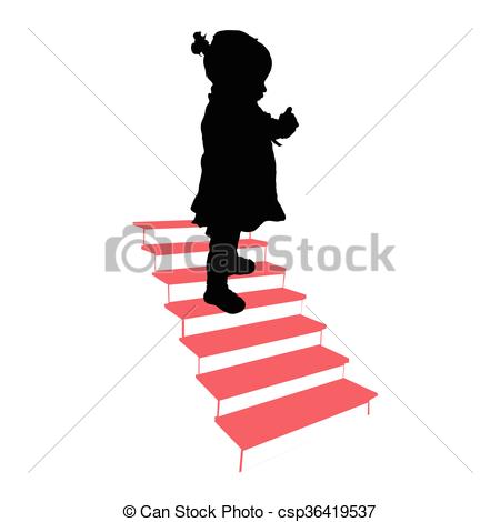 450x470 Farbe, Treppe, Silhouette, Abbildung, Kind Vektoren