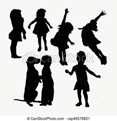 450x463 Kind, Silhouette, Spielende , Maskottchen, Web