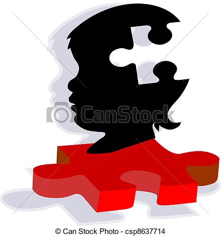 440x470 Puzzel, Silhouette, Autismus, Kind. Spektrum, Verwandt, Eps