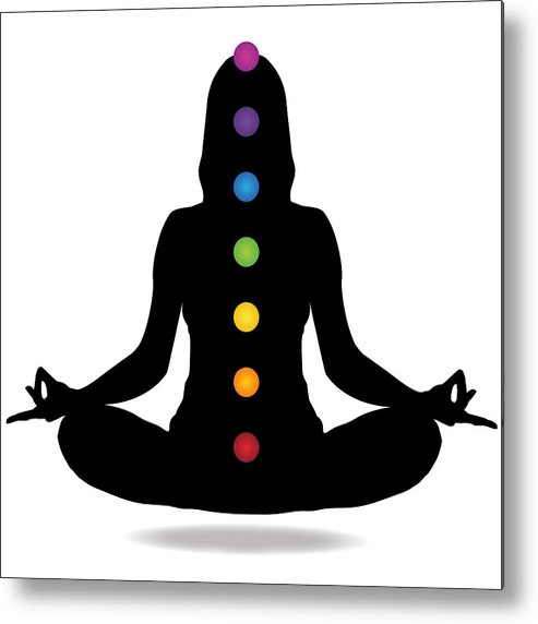 493x572 Female Silhouette Chakra Metal Print By Serena King