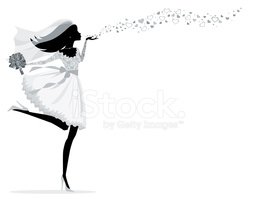 257x199 Bride Blowing Kisses, Silhouette Stock Vectors