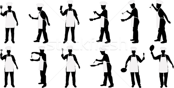600x304 Kitchen Chief Silhouettes Vector Illustration Slobodan Djajic