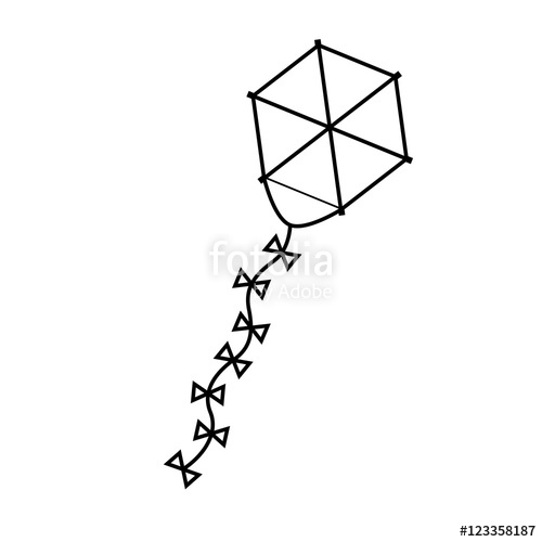 500x500 Silhouette Kite Hexagon Shape Flying Vector Illustration Stock