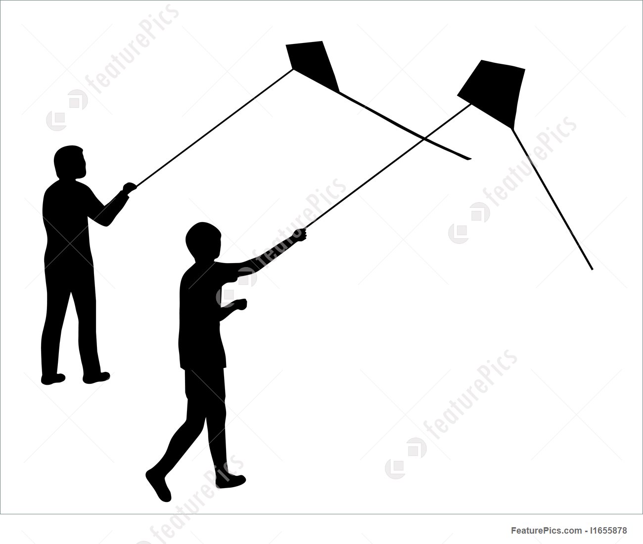 1300x1100 Kite Flying Silhouettes Stock Illustration I1655878