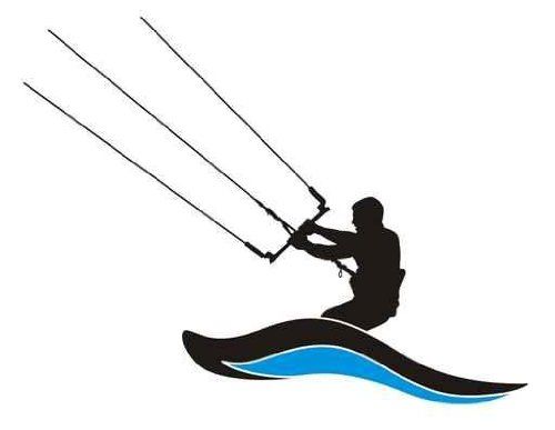 500x387 Leisure Wall Decals Kite Surfing Silhouette Kite Boarder In Action