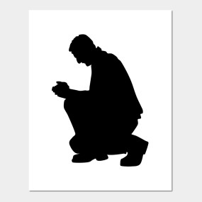 285x285 Limited Edition. Exclusive Kneeling Praying Man Silhouette