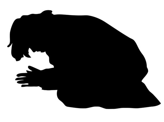 570x422 Man Praying Decal. Decal Of Praying Man Silhouette.