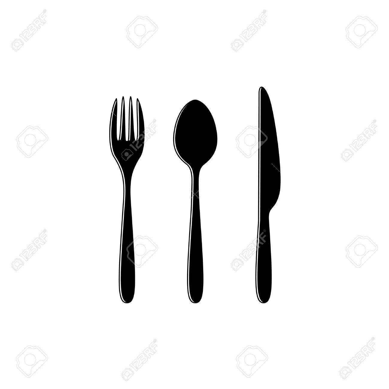1300x1300 Astonishing Fork Spoon And Knife Black Silhouette Set Menu