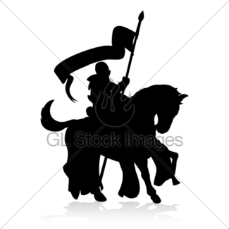 325x325 Silhouette Knight On Horse Gl Stock Images