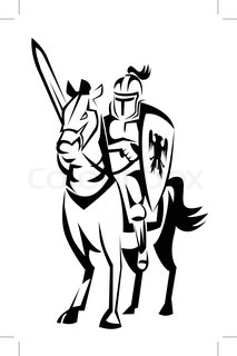 213x320 Silhouette Of Medieval Knight On The Horse, Vector Illustration