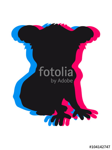 375x500 Design Koala Black Silhouette Cool Comic Sitting Outline Shadow 3d