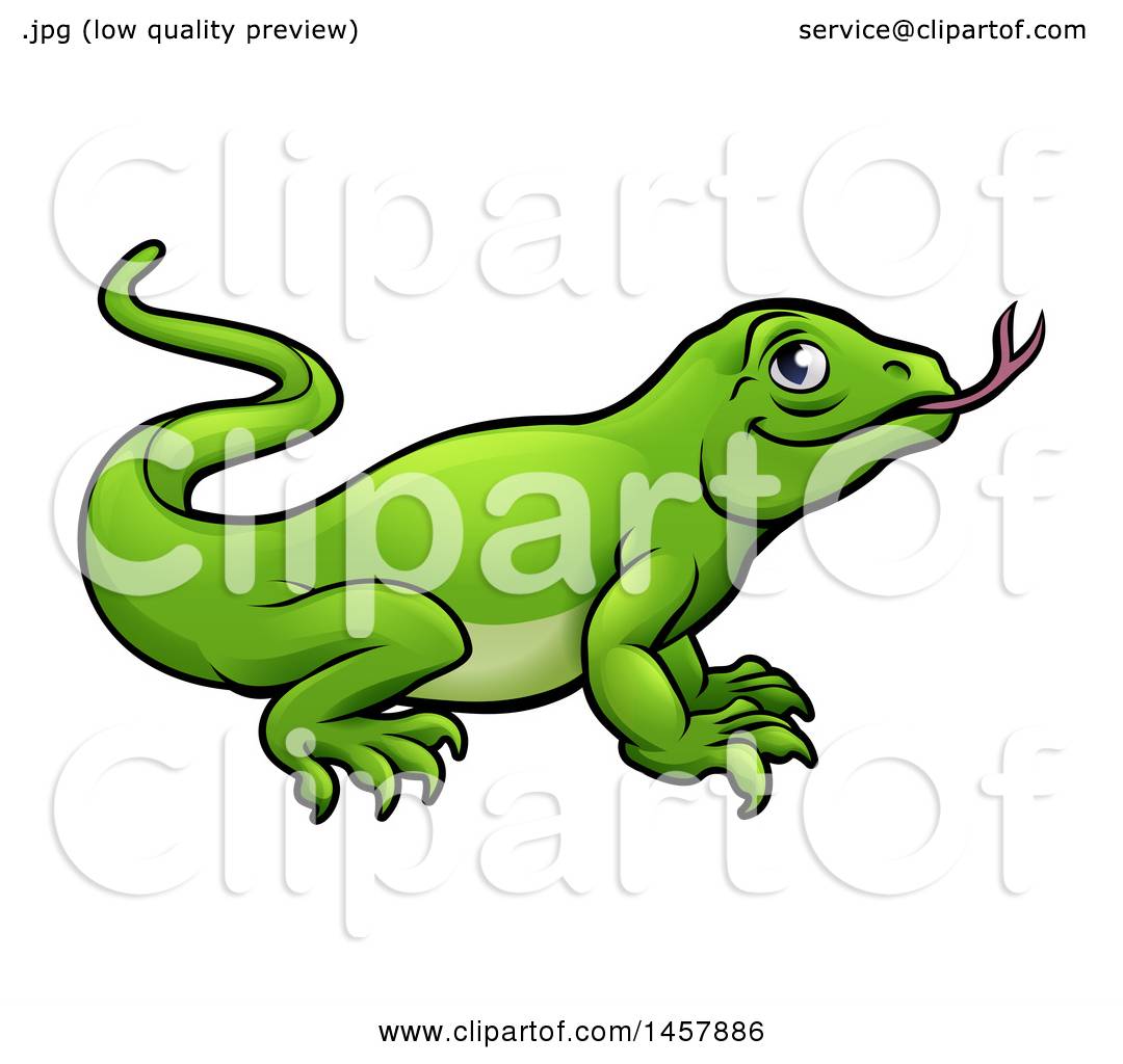 1080x1024 Clipart Of A Cartoon Green Komodo Dragon Lizard