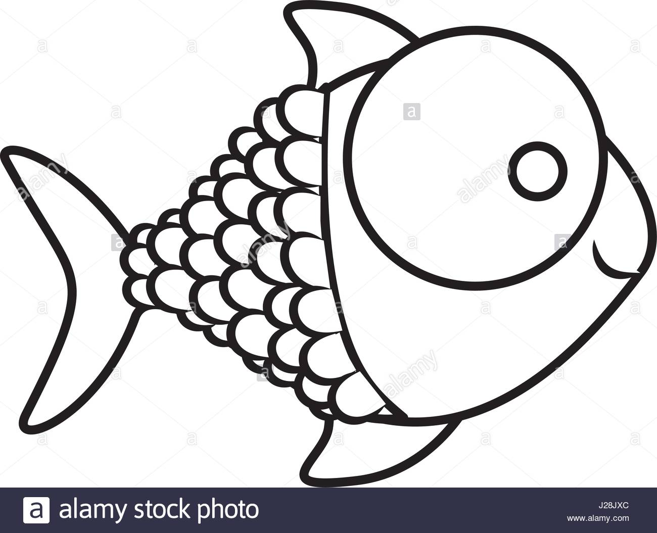 1300x1055 Monochrome Silhouette Of Fish With Big Eye And Scales Stock Vector
