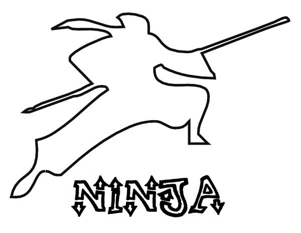 600x464 Silhouette Of Ninja Coloring Page