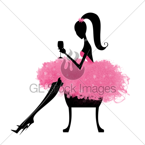 500x500 Fashion Silhouette Of A Pretty Girl Sitting Gl Stock Images