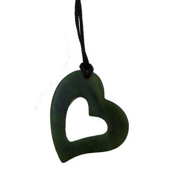 350x350 Nz Greenstone Silhouette Heart Pendant