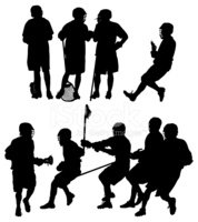 178x200 Multiple Silhouettes Of Lacrosse Players Stock Vectors