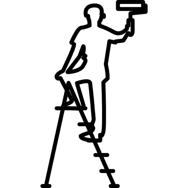 626x626 Male Painter With Roller And Ladder Icons Free Download