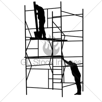 325x325 Silhouette Worker Climbing The Ladder. Vector Illustration Gl