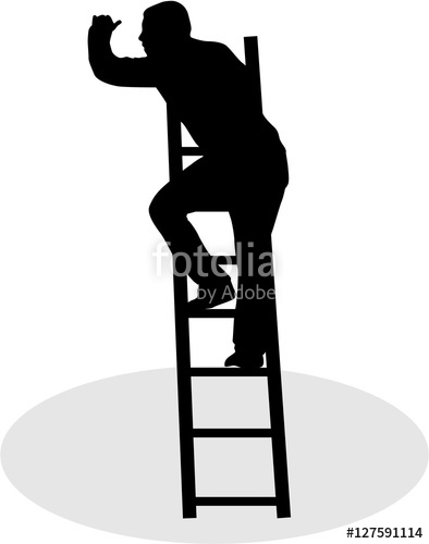 394x500 Silhouette Of A Man On A Ladder. Stock Image And Royalty Free