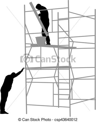 369x470 Silhouette Worker Climbing The Ladder. Vector Illustration. Vector