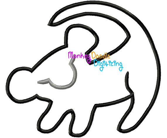 570x470 Simba Silhouette Lion King Embroidery Machine Applique