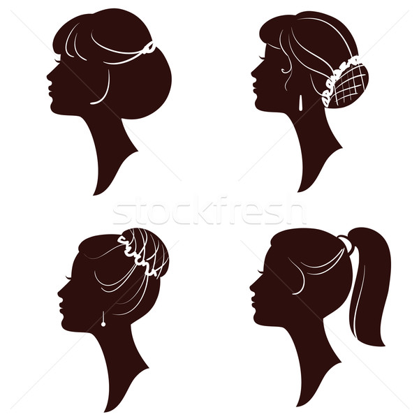 600x600 Hairstyles, Vector Beautiful Women And Girls Silhouettes Vector