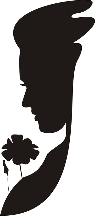 308x700 The Shape Of A Lady Face With A Flowers Wall Mural We