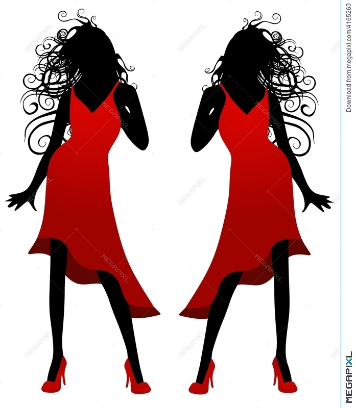 697x800 Lady In Red Dress Silhouette Illustration 4165263
