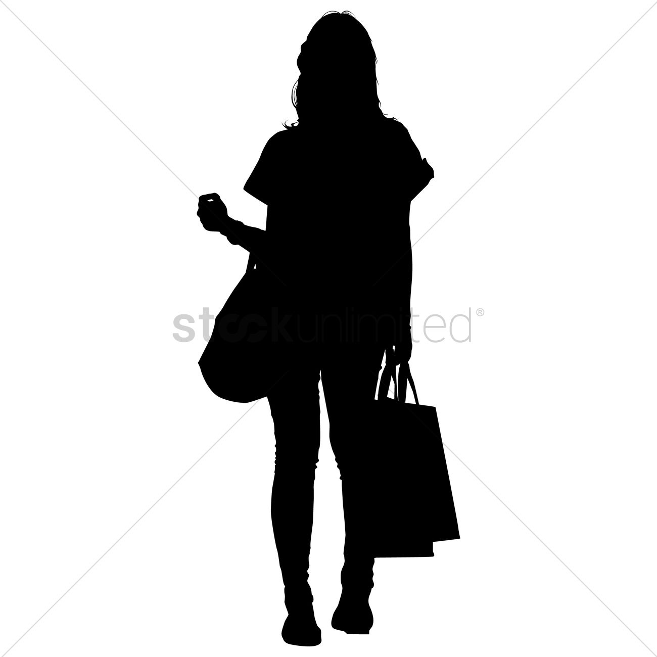 1300x1300 Silhouette Of A Lady With Shopping Bags Vector Image